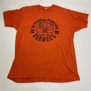 Vintage Hamons Sporting Good Coke Deer Hunting For Bargains Orange T Shirt XL